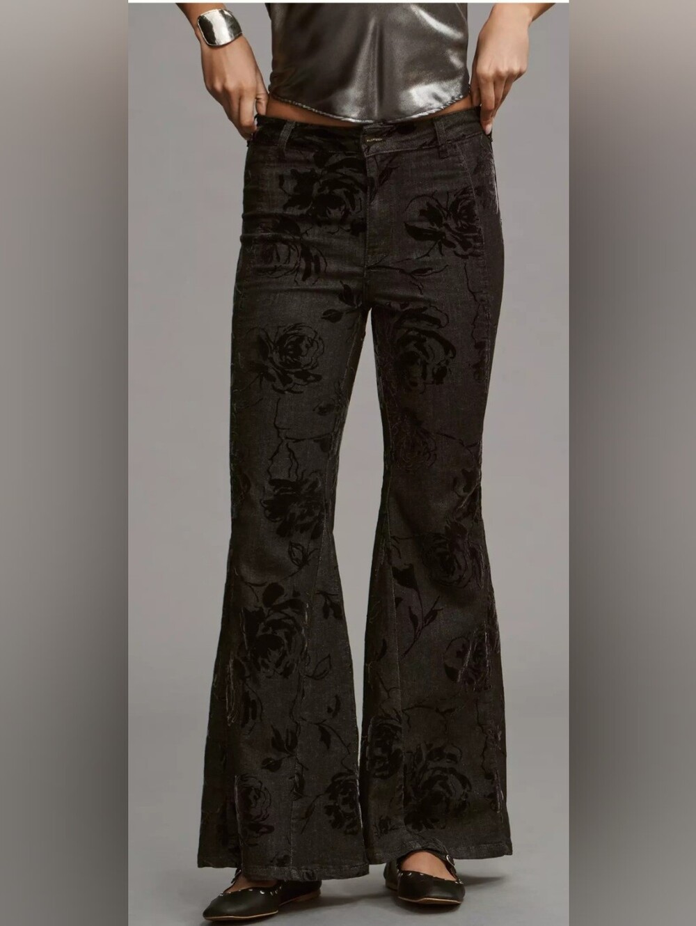 Anthropologie Pilcro Black High Waist Fluted Flair Jeans